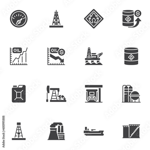 Oil industry vector icons set