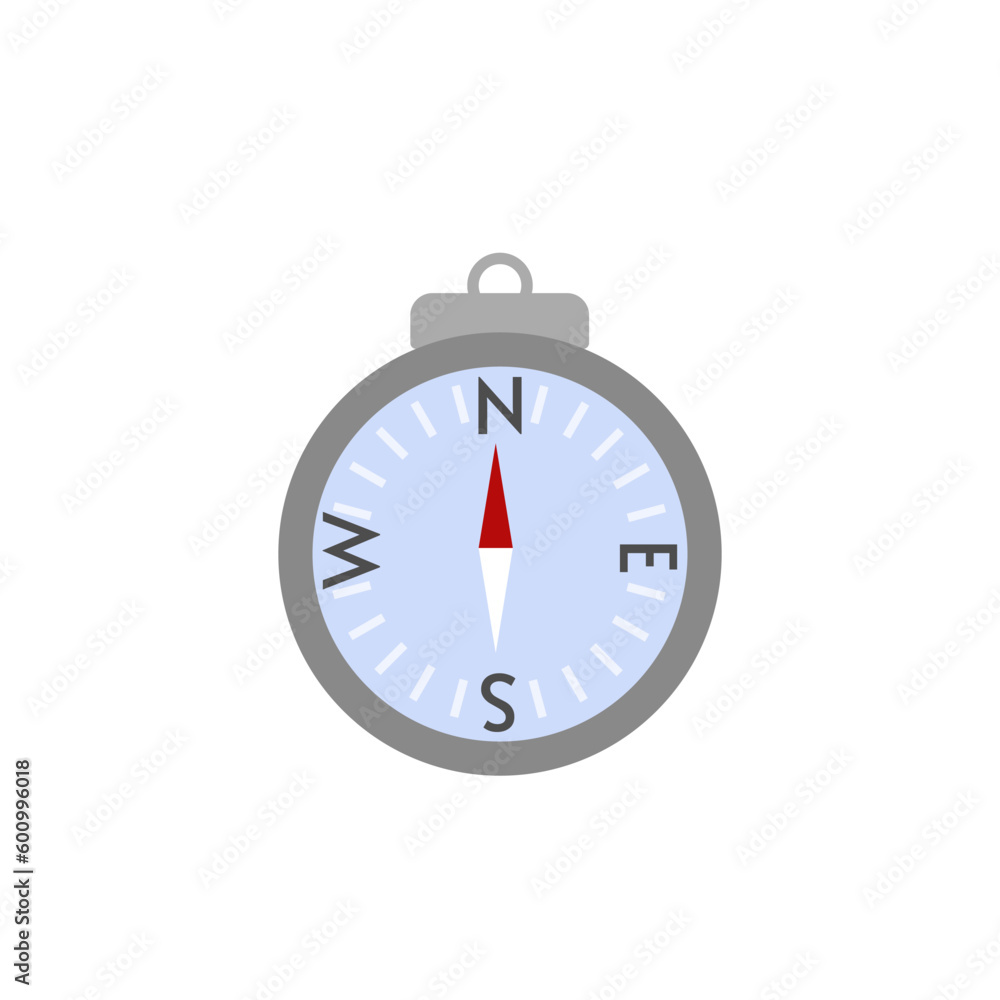 Compass isolated on white background. Flat camp gear. Cartoon camping equipment. Vector illustration Compass isolated on white background. Flat camp gear. Cartoon camping equipment. Vector illustration