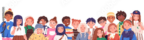 Slika na platnu Happy international children, inclusive kindergarten group