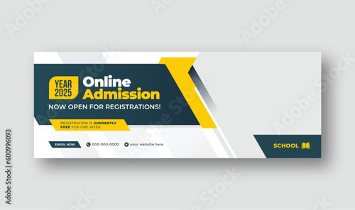 Online Admission or online education social media Facebook cover web banner template design