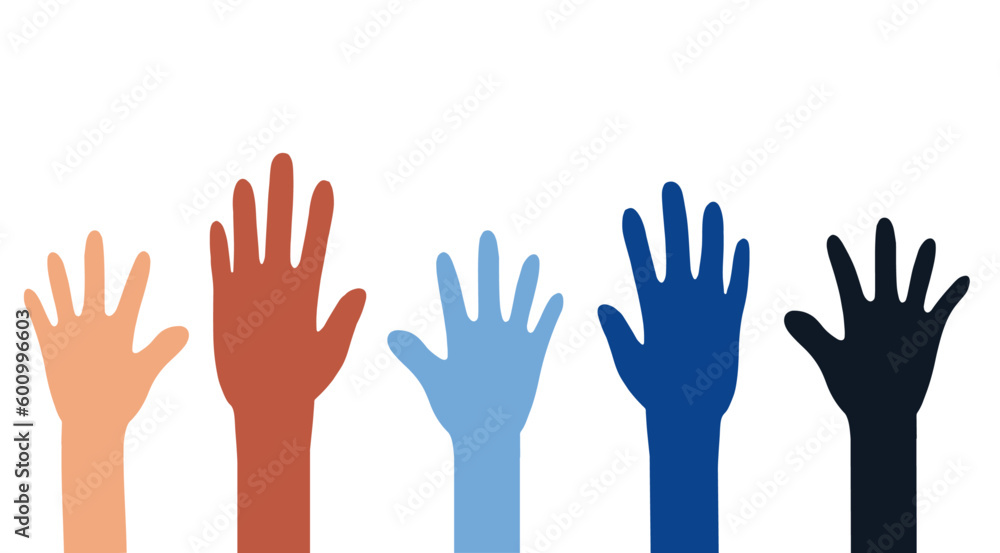 Different hands isolated on white. Community power concept Different hands isolated on white. Community power concept