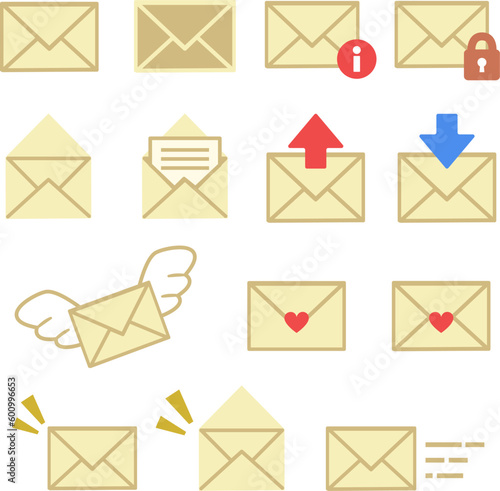 メールのシンプルなイラストアイコンセット