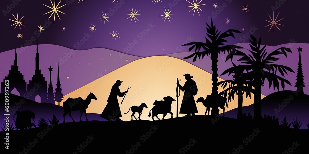 holy family, wise men, and star of Bethlehem, Generative AI