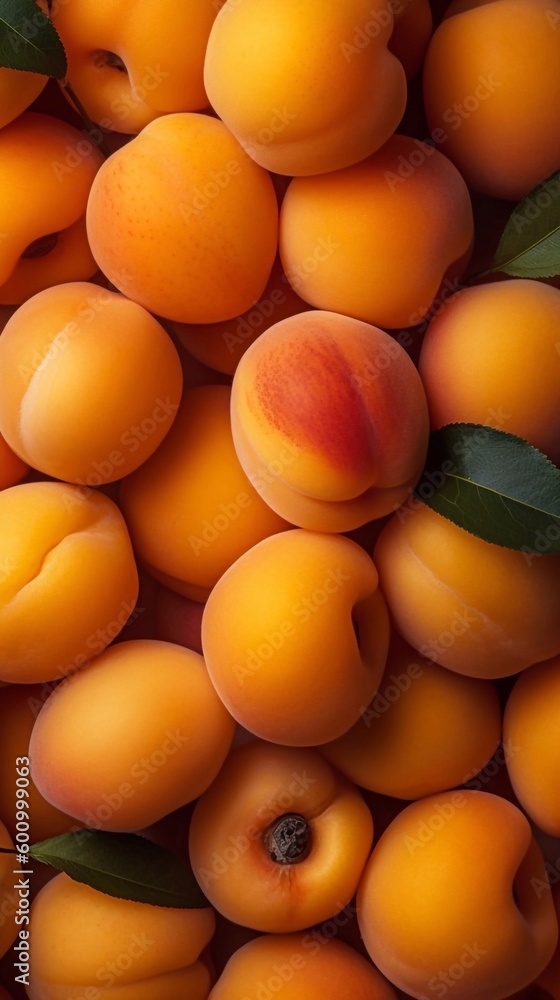 Ripe apricots fruit background with ai generative Ripe apricots fruit background with ai generative