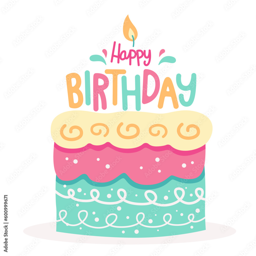 © yai - birthday cake cartoon drawing, colorful bakery illustration on white background. © yai - birthday cake cartoon drawing, colorful bakery illustration on white background.
