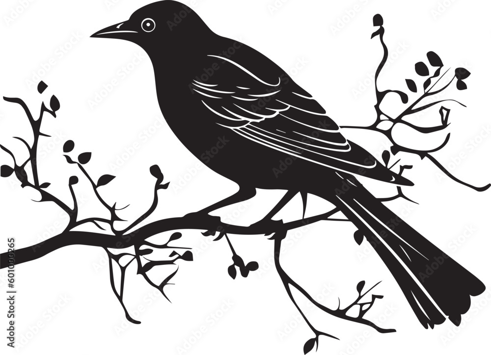Bird on a branch Vector illustration, SVG Bird on a branch Vector illustration, SVG
