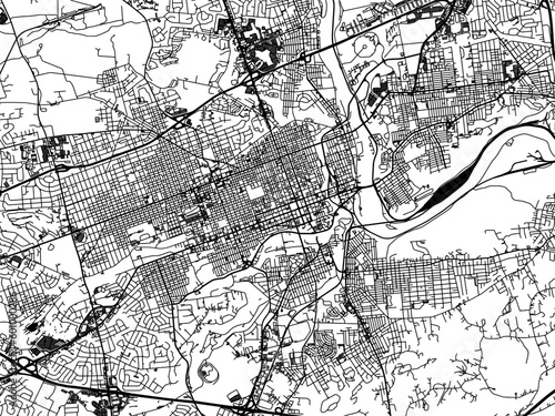 Vector road map of the city of  Allentown Pennsylvania in the United States of America on a white background.