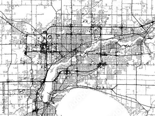 Vector road map of the city of  Appleton Wisconsin in the United States of America on a white background.