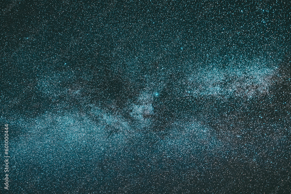 Obraz premium Blue color background Real Night Sky Stars With Milky Way Galaxy. Natural Starry Sky Background.