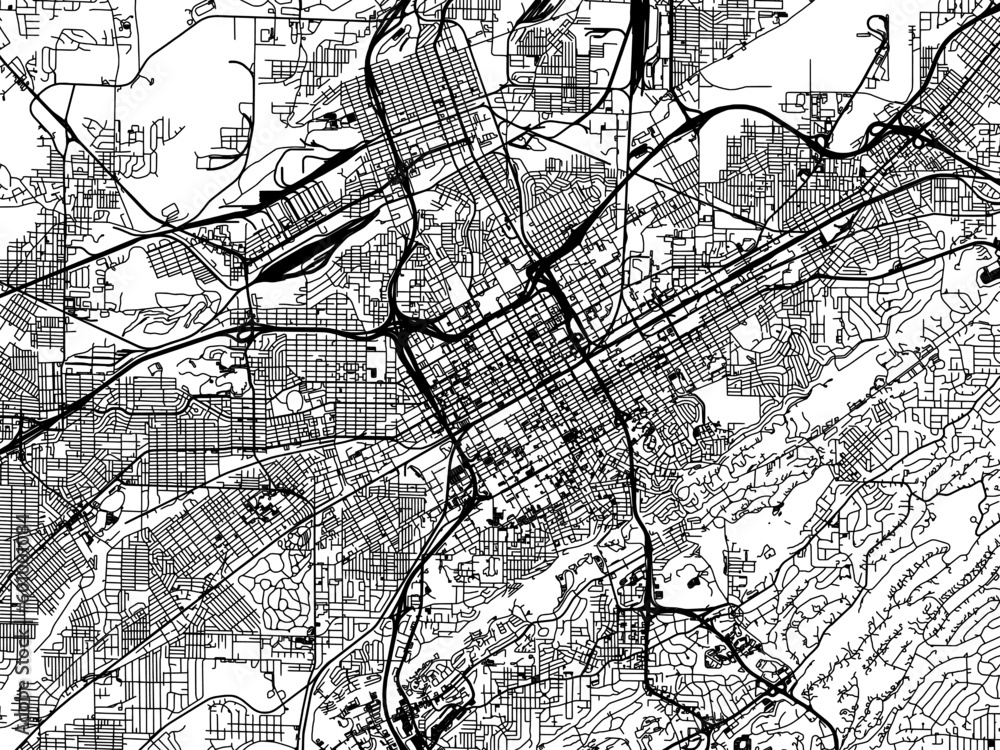 Naklejka premium Vector road map of the city of Birmingham Alabama in the United States of America on a white background.