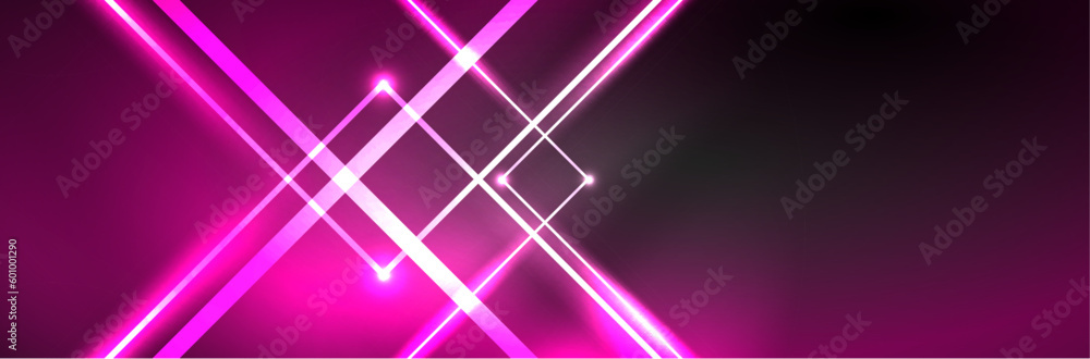 Neon glowing fluid wave lines, magic energy space light concept. Vector illustration for wallpaper, banner, background, leaflet, catalog, cover, flyer