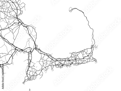 Vector road map of the city of  Cape Cod Massachusetts in the United States of America on a white background.
