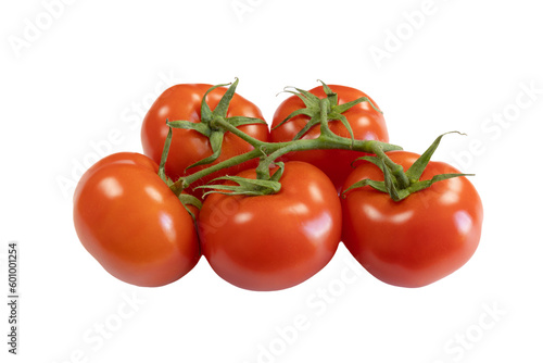 grappe de tomates rouges, en gros plan, isolé sur un fond blanc photo