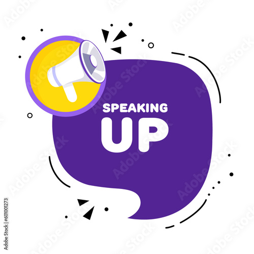 Speaking up. Flat, purple, banner speaking up. Vector illustration.