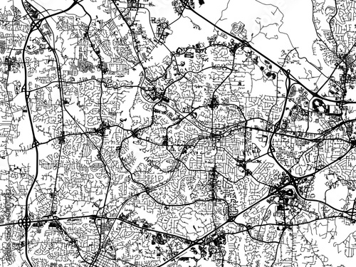 Vector road map of the city of  Cary North Carolina in the United States of America on a white background.