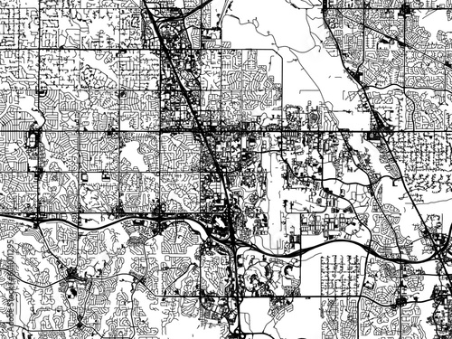 Vector road map of the city of  Centennial Colorado in the United States of America on a white background.