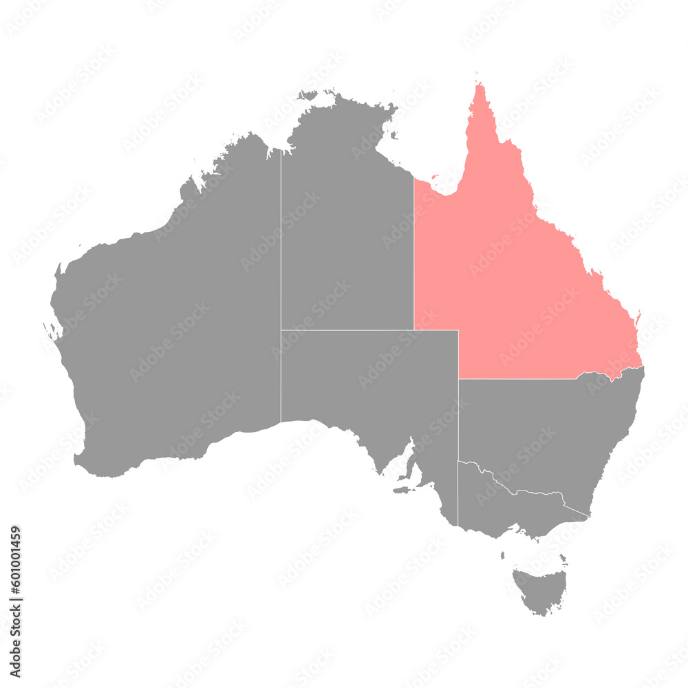 Fototapeta premium Queensland Map, state of Australia. Vector Illustration.