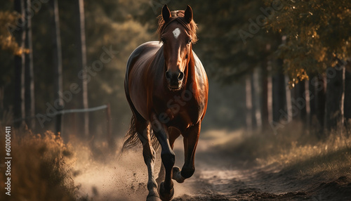 horse running. Generative AI  © Kanchana
