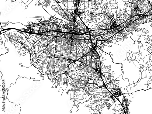 Vector road map of the city of  Corona California in the United States of America on a white background.