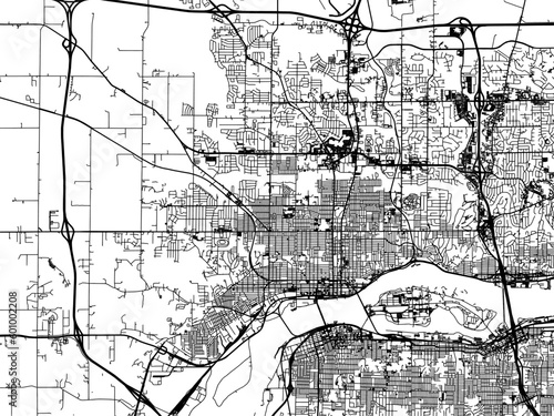 Vector road map of the city of  Davenport Center Iowa in the United States of America on a white background.