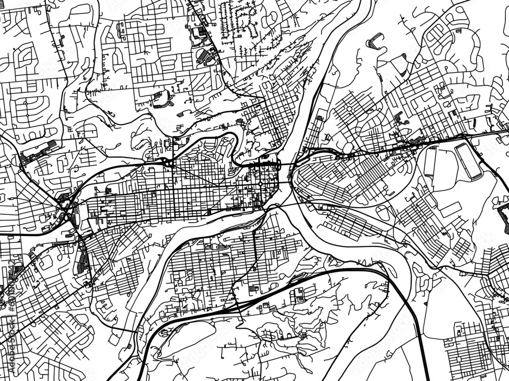 Vector road map of the city of  Easton - Philipsburg Pennsylvania in the United States of America on a white background.