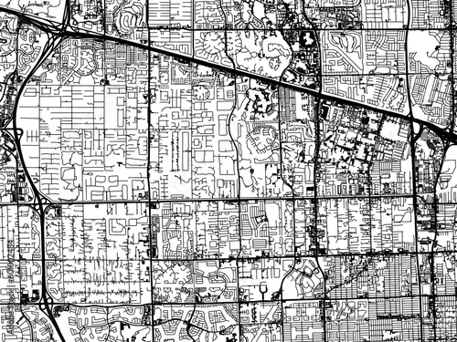 Vector road map of the city of  Davie Florida in the United States of America on a white background.