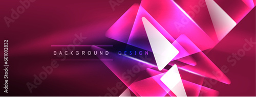 Neon lights hacking geometric background, virtual reality or artificial intelligence concept, cyberpunk geometric template for wallpaper, banner, presentation, background
