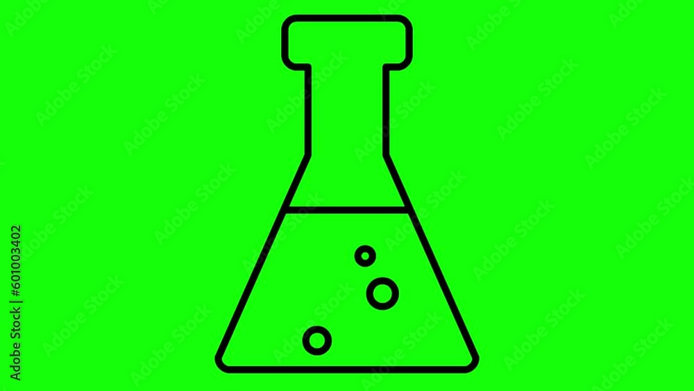 Animated black beaker with liquid. Symbol of analyses. Concept of chemistry, experiments, research, science. Looped video. Linear vector illustration on green background.
Animated black beaker with liquid. Symbol of analyses. Concept of chemistry, experiments, research, science. Looped video. Linear vector illustration on green background.