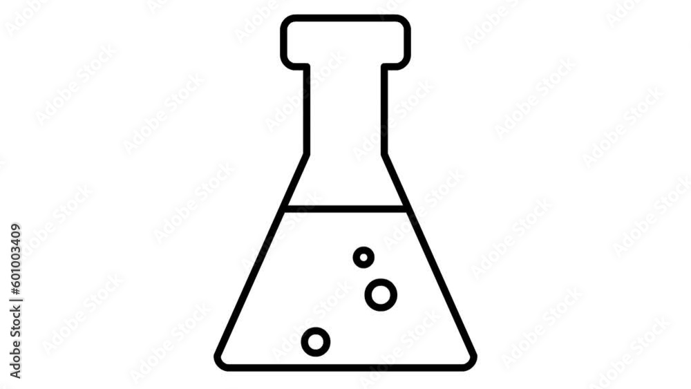 Animated black beaker with liquid. Symbol of analyses. Concept of chemistry, experiments, research, science. Looped video. Linear vector illustration on white background. Animated black beaker with liquid. Symbol of analyses. Concept of chemistry, experiments, research, science. Looped video. Linear vector illustration on white background.