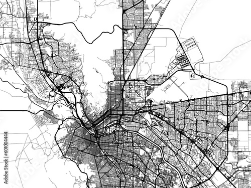 Vector road map of the city of  El Paso Texas in the United States of America on a white background.