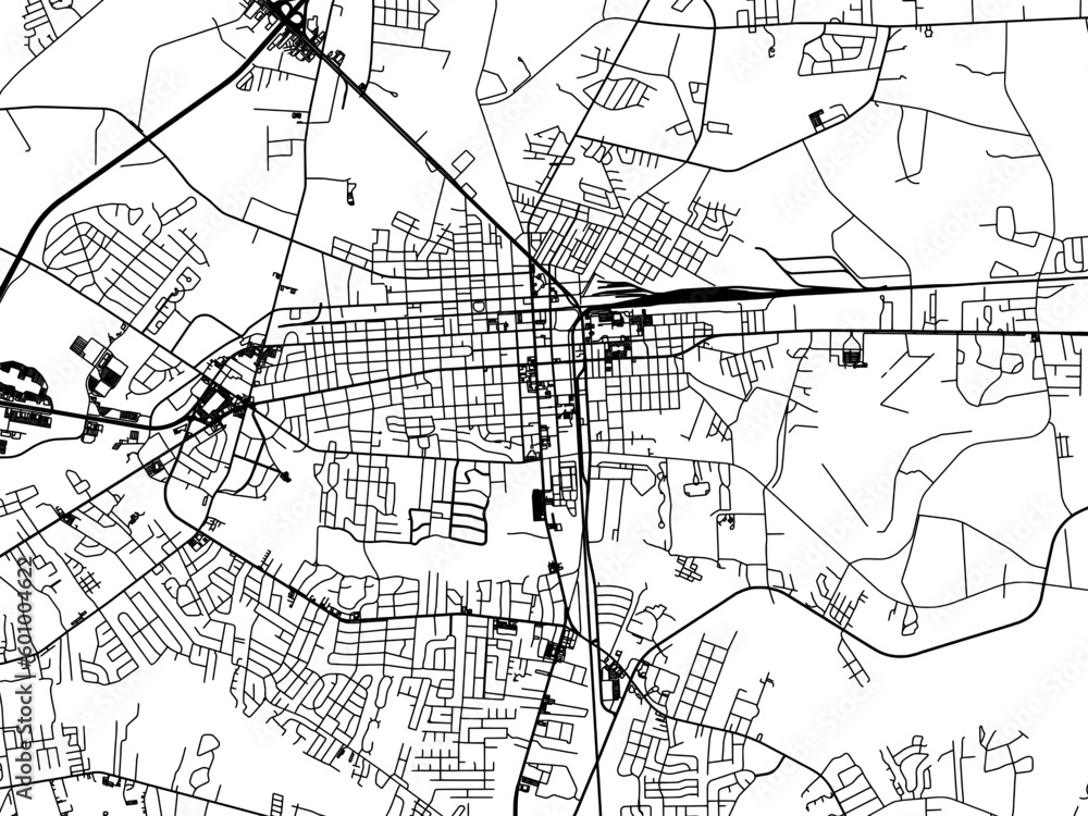 Vector road map of the city of  Florence South Carolina in the United States of America on a white background.