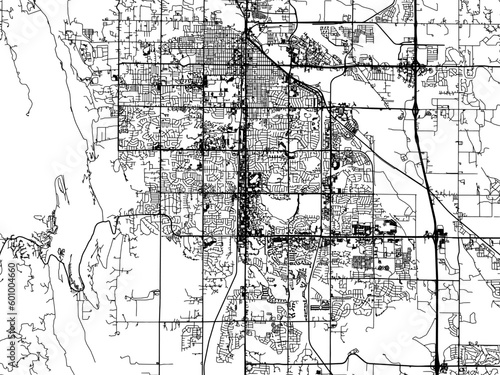 Vector road map of the city of  Fort Collins Colorado in the United States of America on a white background.