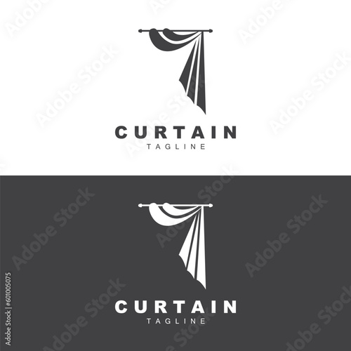 Home And Exhibition Curtain Logo Design, Building Decoration Vector Illustration