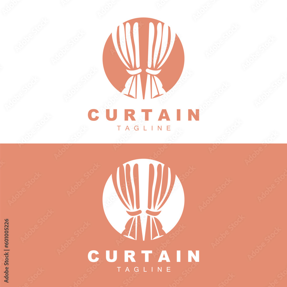 Home And Exhibition Curtain Logo Design, Building Decoration Vector Illustration Home And Exhibition Curtain Logo Design, Building Decoration Vector Illustration