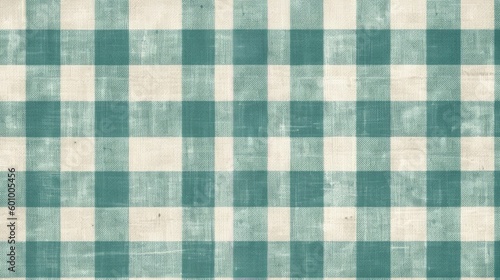 Rustic teal gingham texture. Generative ai composite.