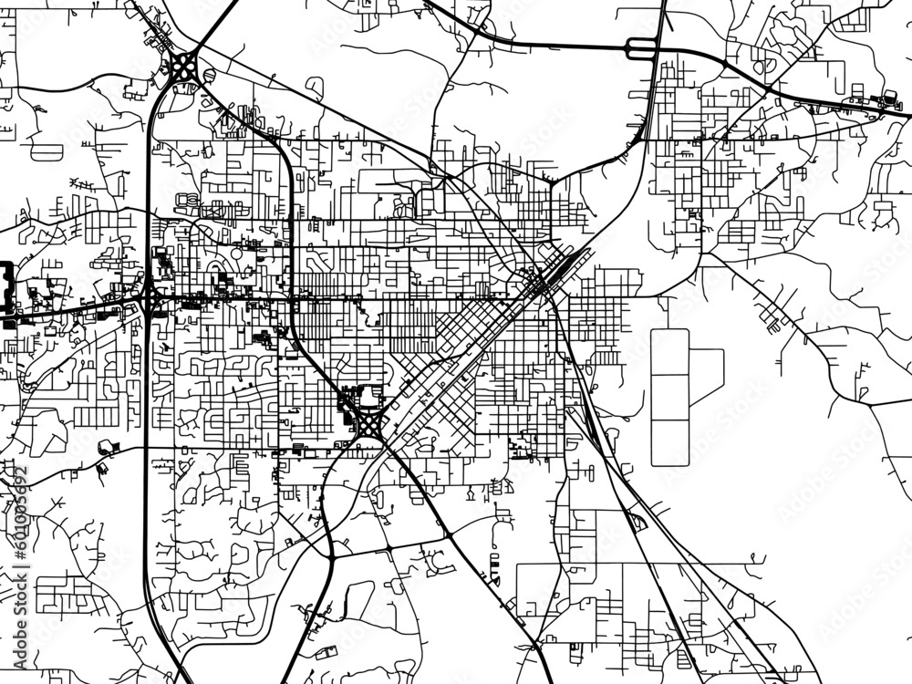 Obraz premium Vector road map of the city of Hattiesburg Mississippi in the United States of America on a white background.