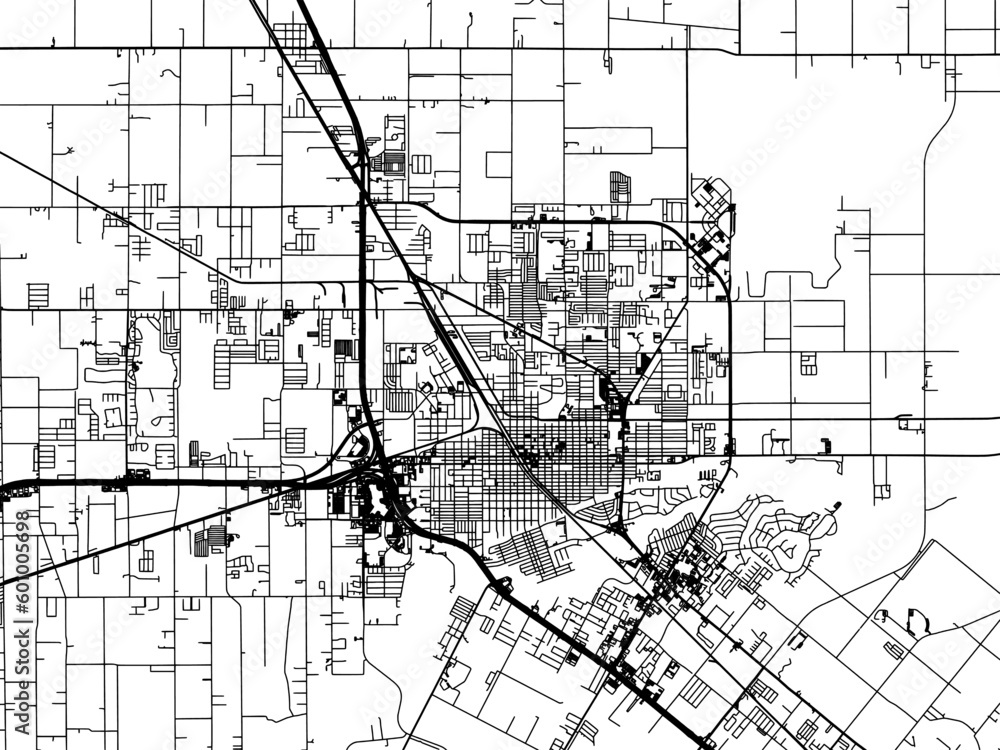 Vector road map of the city of Harlingen Texas in the United States of