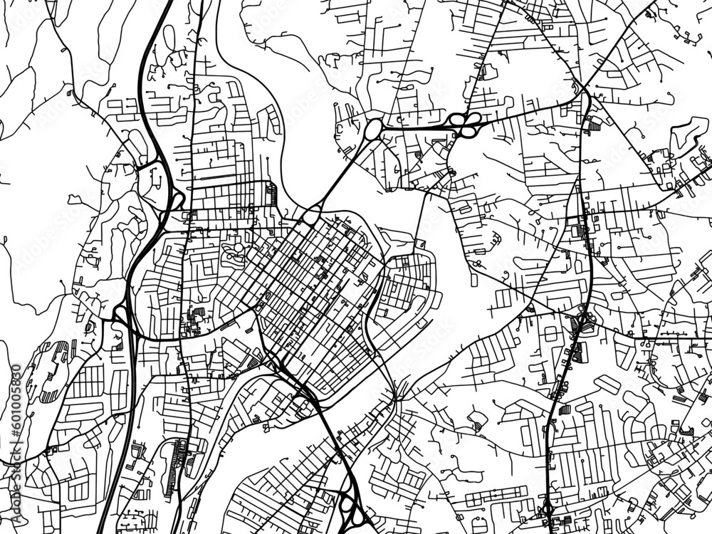 Vector road map of the city of  Holyoke Massachusetts in the United States of America on a white background.
