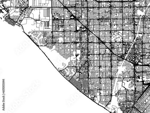 Vector road map of the city of  Huntington Beach California in the United States of America on a white background. photo