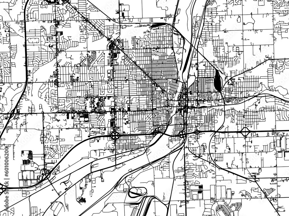 Naklejka premium Vector road map of the city of Joliet Illinois in the United States of America on a white background.