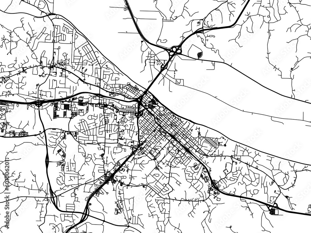 Fototapeta premium Vector road map of the city of Jefferson City Missouri in the United States of America on a white background.