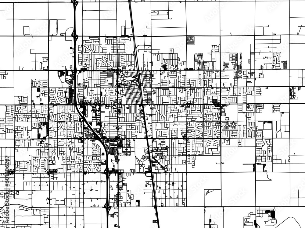 Vector road map of the city of Lancaster California in the United