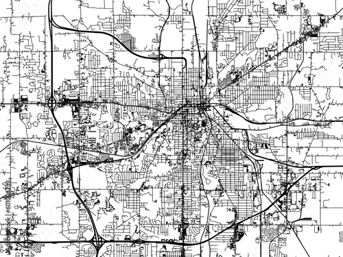 Vector road map of the city of  Kalamazoo Michigan in the United States of America on a white background.