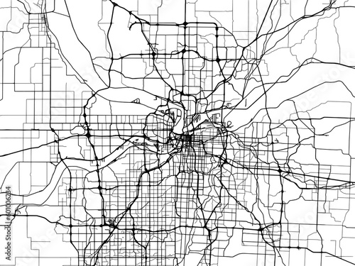 Vector road map of the city of  Kansas City Kansas in the United States of America on a white background.