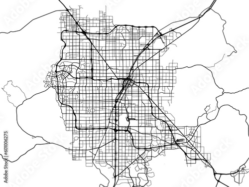 Vector road map of the city of  Las Vegas Metro Nevada in the United States of America on a white background.