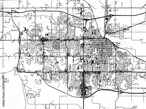 Vector road map of the city of  Lawrence Kansas in the United States of America on a white background.