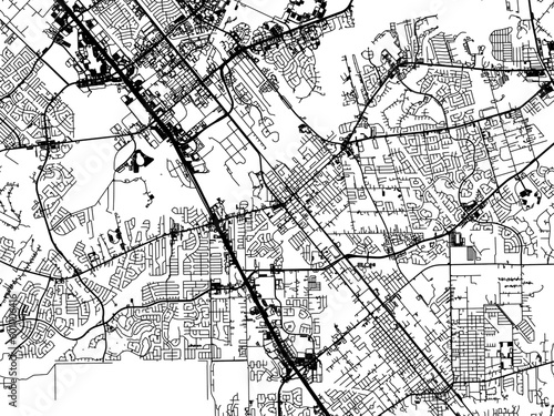 Vector road map of the city of  League City Texas in the United States of America on a white background.