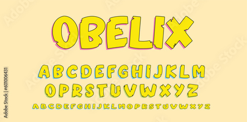 Colorful stylized font and alphabet