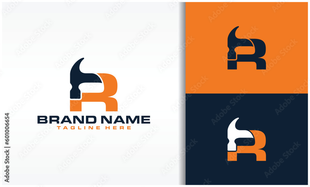 Initial R Hammer Logo