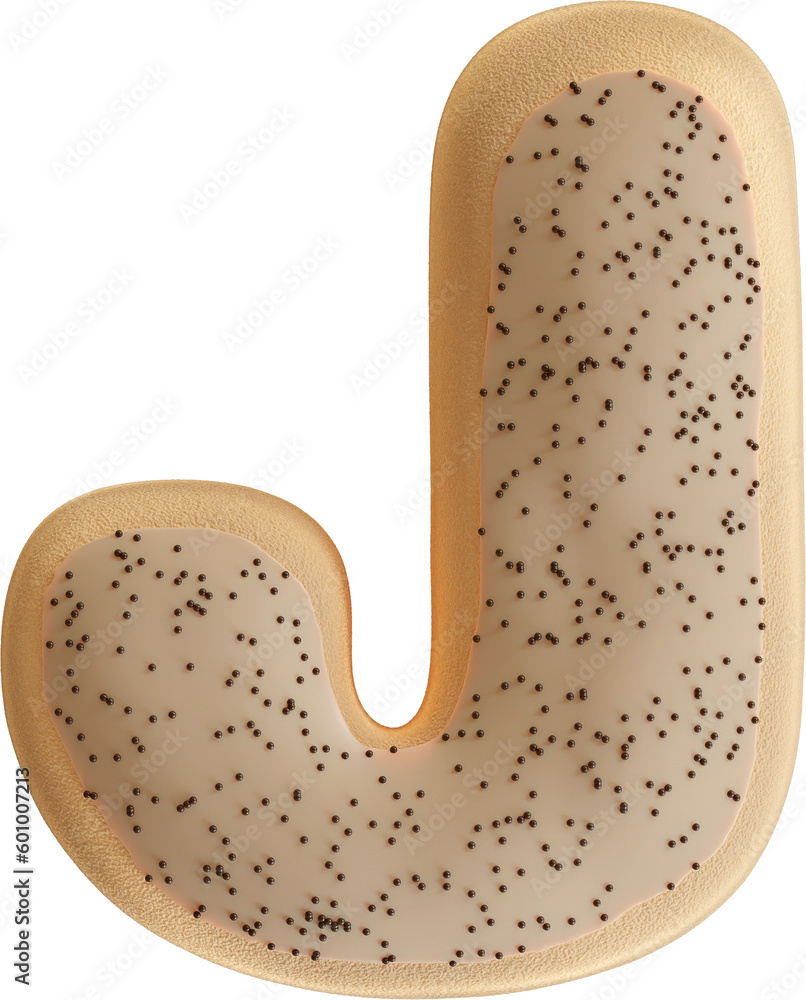 3D Render Realistic Letter J Of Alphabet Glazed Doughnut With Chocolate Sprinkles 3D Render Realistic Letter J Of Alphabet Glazed Doughnut With Chocolate Sprinkles